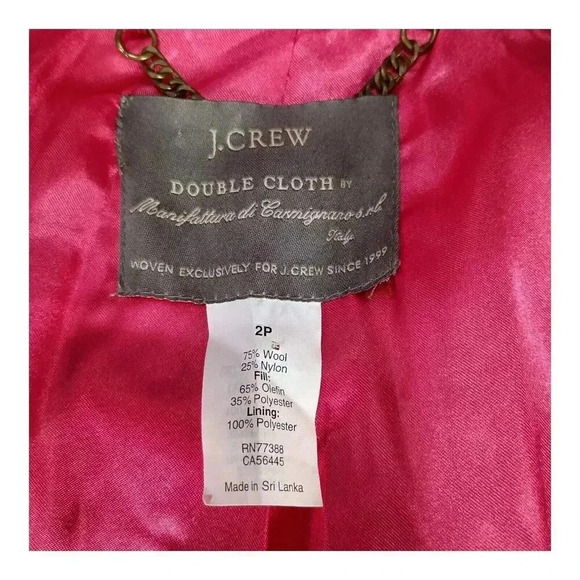 J. Crew Double Cloth Italian Wool Lady Day Coat Pink Fuchsia Thinsulate 2 Petite - Picture 6 of 7